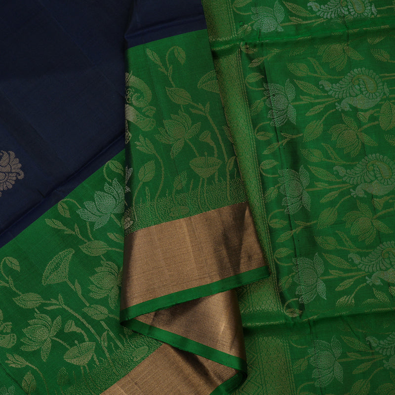 Hayagrivas Navy Blue Pure Soft Silk Saree KBE1118I1-34