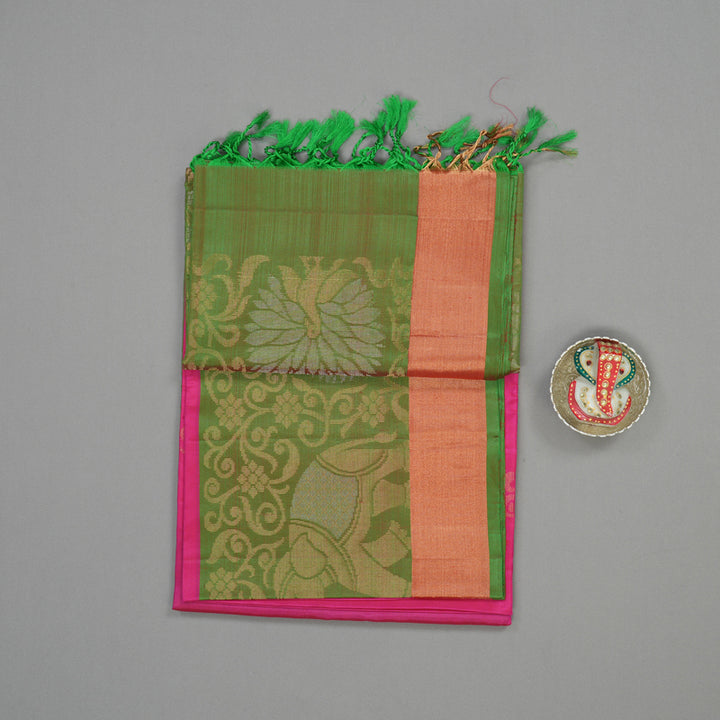 Hayagrivas Handloom Rani Pink Pure Soft Silk Saree with Green Border KBE1118I1-37