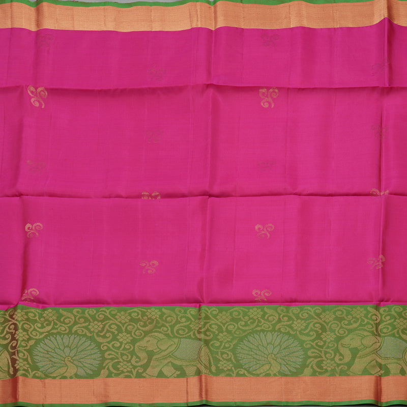 Hayagrivas Handloom Rani Pink Pure Soft Silk Saree with Green Border KBE1118I1-37