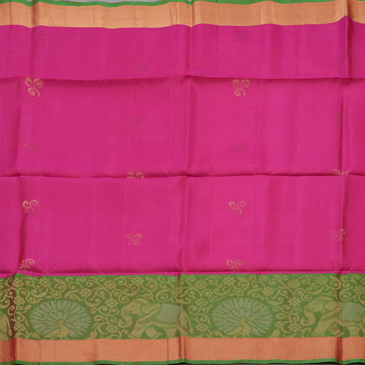 Hayagrivas Handloom Rani Pink Pure Soft Silk Saree with Green Border KBE1118I1-37