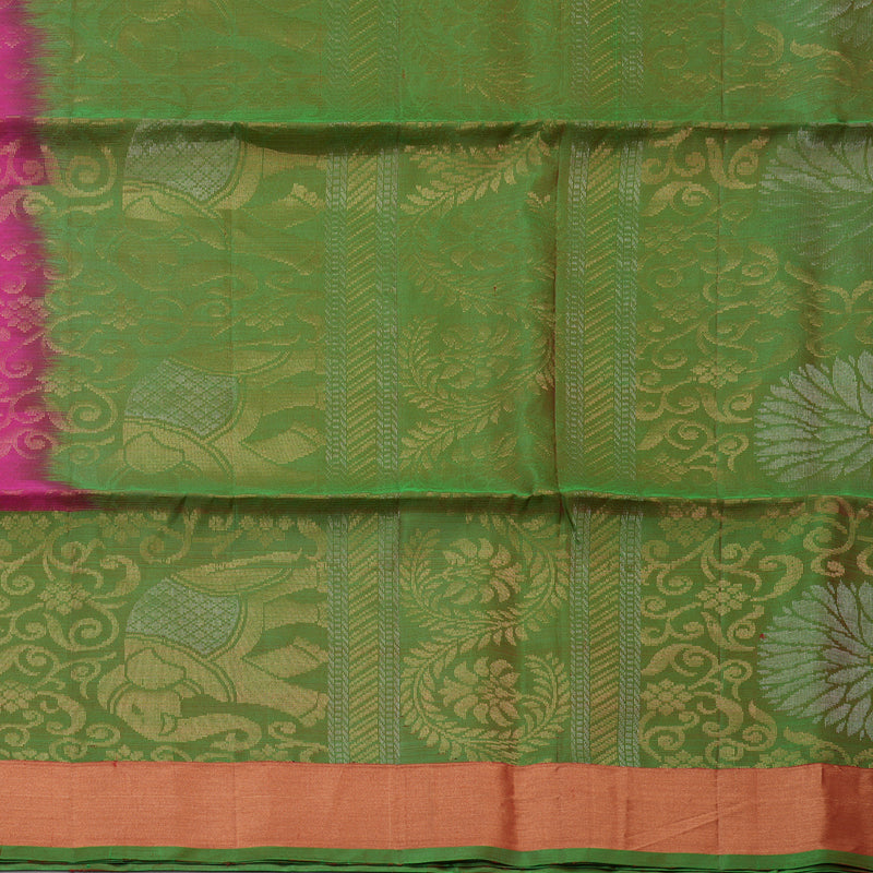 Hayagrivas Handloom Rani Pink Pure Soft Silk Saree with Green Border KBE1118I1-37