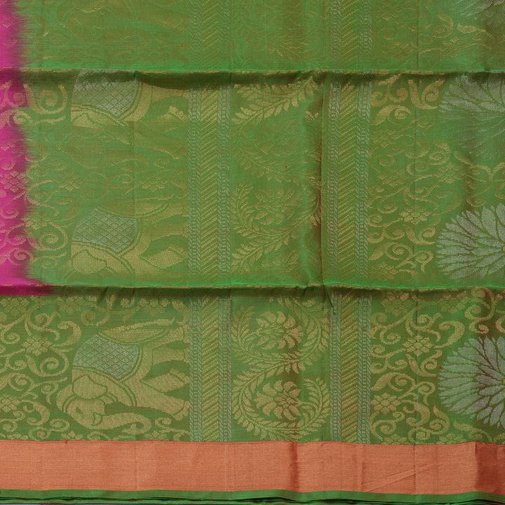Hayagrivas Handloom Rani Pink Pure Soft Silk Saree with Green Border KBE1118I1-37