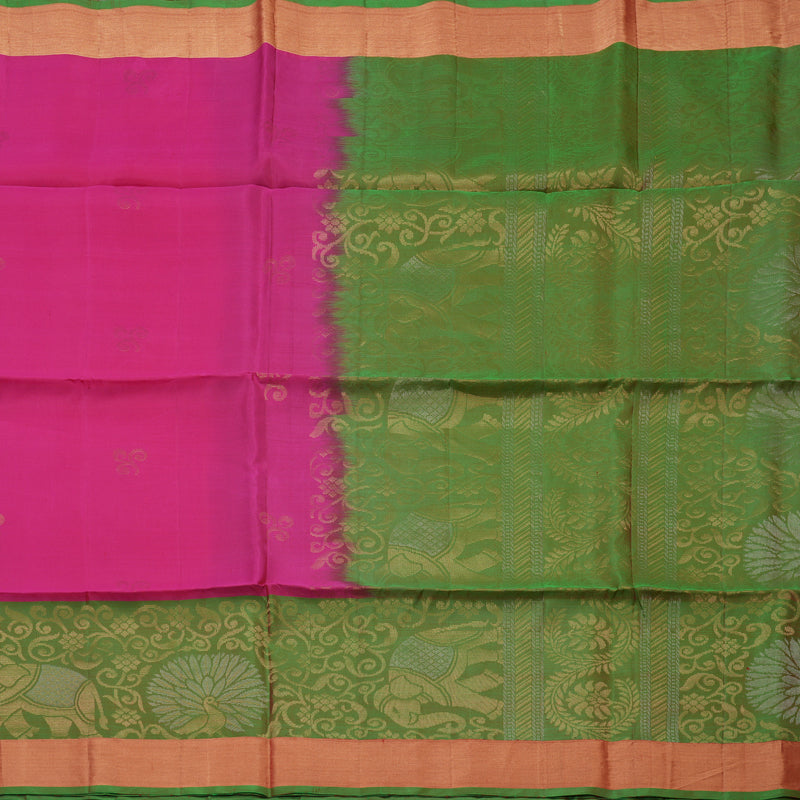 Hayagrivas Handloom Rani Pink Pure Soft Silk Saree with Green Border KBE1118I1-37