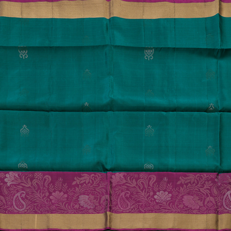 Hayagrivas Peacock Green Handloom Soft Silk Saree KBE1118I1-64