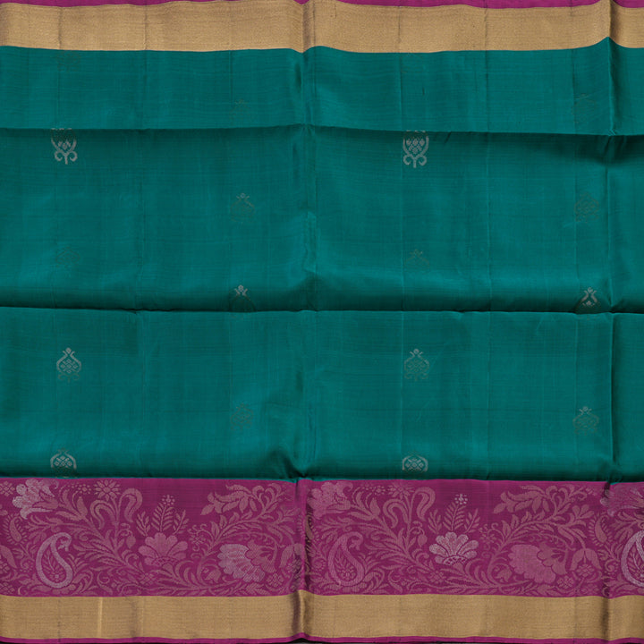 Hayagrivas Peacock Green Handloom Soft Silk Saree KBE1118I1-64