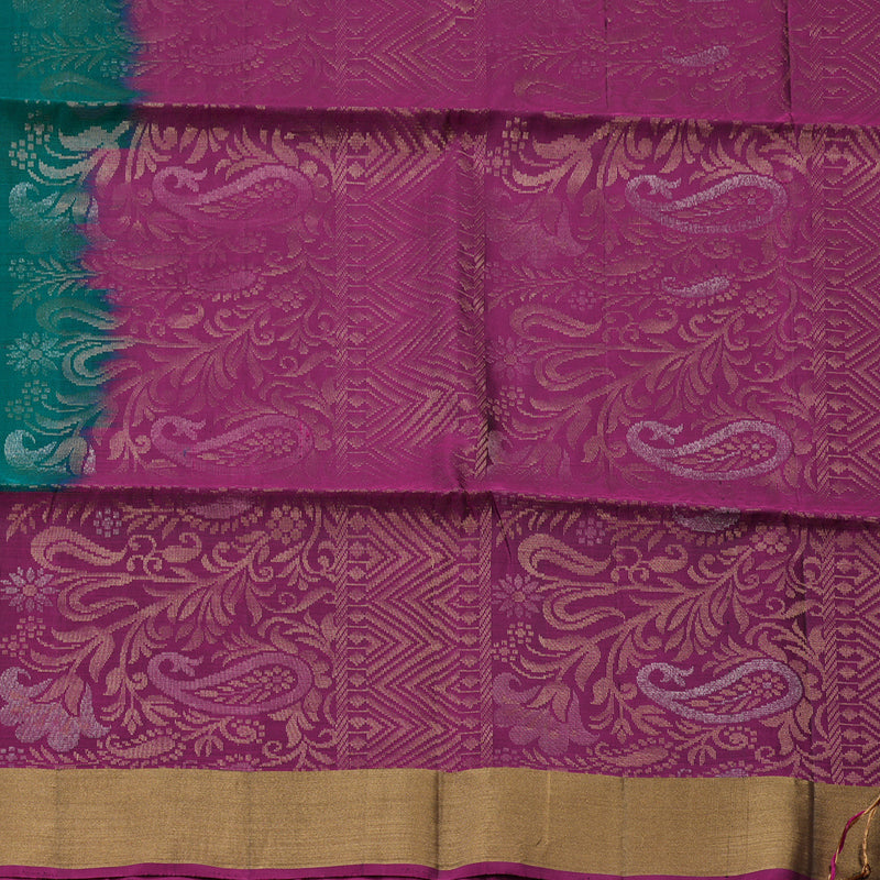 Hayagrivas Peacock Green Handloom Soft Silk Saree KBE1118I1-64