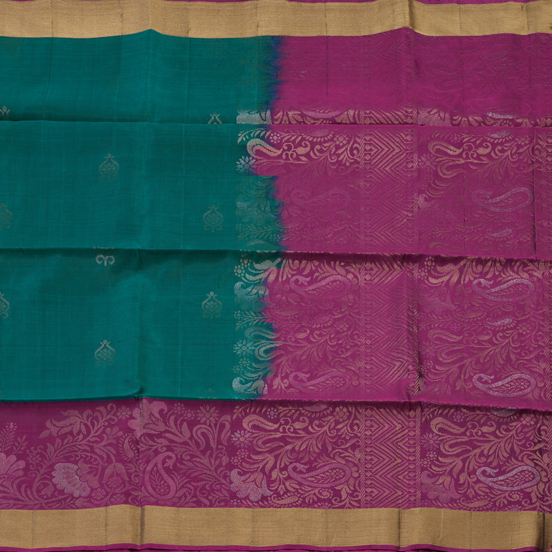 Hayagrivas Peacock Green Handloom Soft Silk Saree KBE1118I1-64