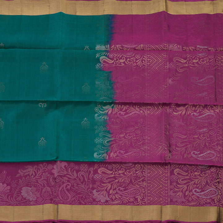 Hayagrivas Peacock Green Handloom Soft Silk Saree KBE1118I1-64