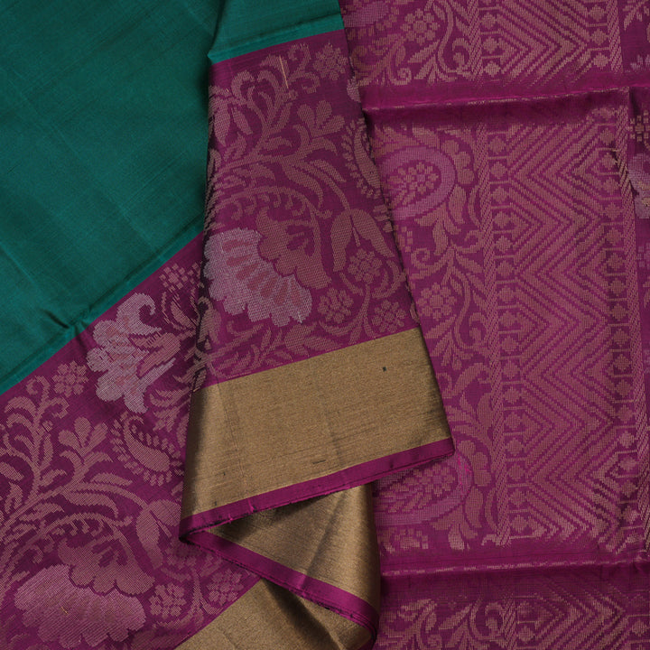 Hayagrivas Peacock Green Handloom Soft Silk Saree KBE1118I1-64