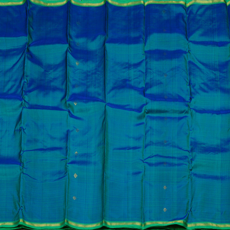 Hayagrivas Peacock Blue Handloom Kanjivaram Silk Saree with Sea Green Border KBE111D2-10