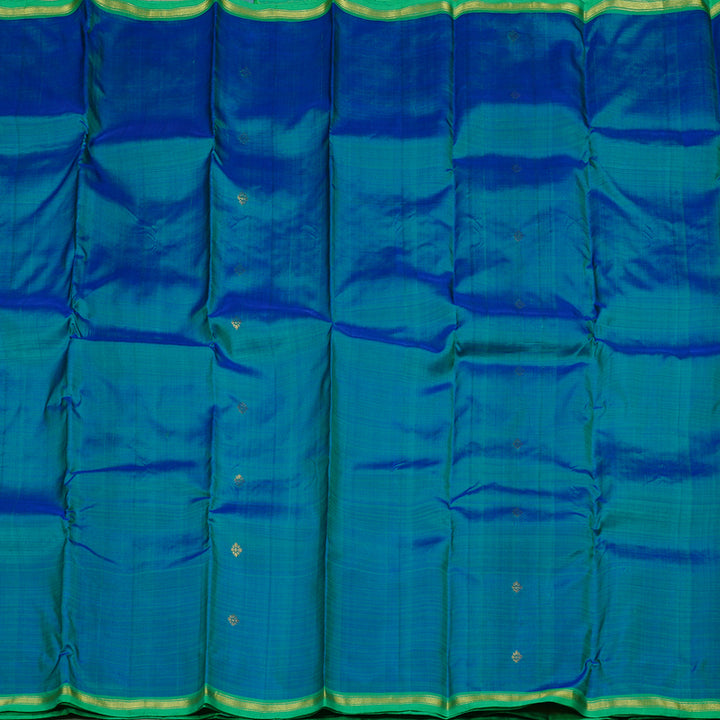 Hayagrivas Peacock Blue Handloom Kanjivaram Silk Saree with Sea Green Border KBE111D2-10