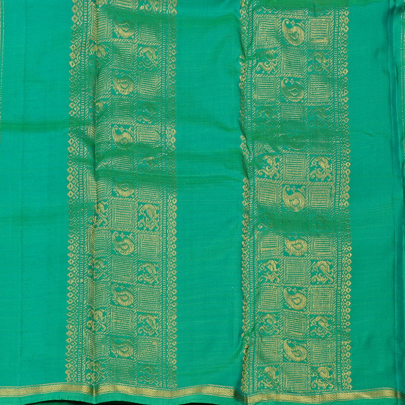 Hayagrivas Peacock Blue Handloom Kanjivaram Silk Saree with Sea Green Border KBE111D2-10