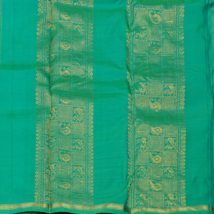 Hayagrivas Peacock Blue Handloom Kanjivaram Silk Saree with Sea Green Border KBE111D2-10