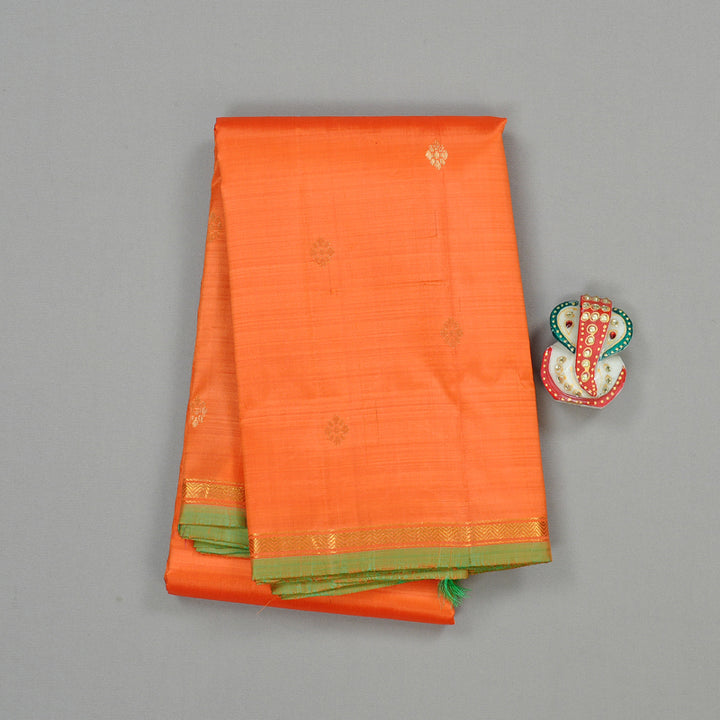 Hayagrivas Peach Orange Handloom Kanjivaram Silk Saree with Mandhalir Border KBE111D2-8