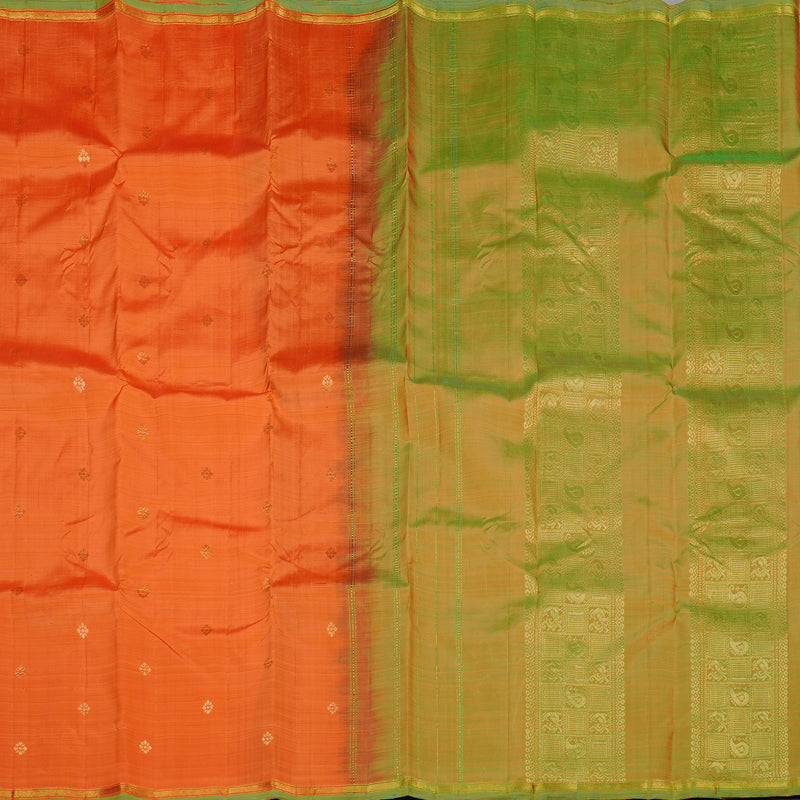 Hayagrivas Peach Orange Handloom Kanjivaram Silk Saree with Mandhalir Border KBE111D2-8