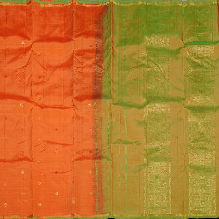 Hayagrivas Peach Orange Handloom Kanjivaram Silk Saree with Mandhalir Border KBE111D2-8