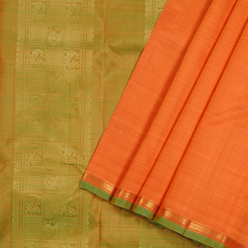 Hayagrivas Peach Orange Handloom Kanjivaram Silk Saree with Mandhalir Border KBE111D2-8