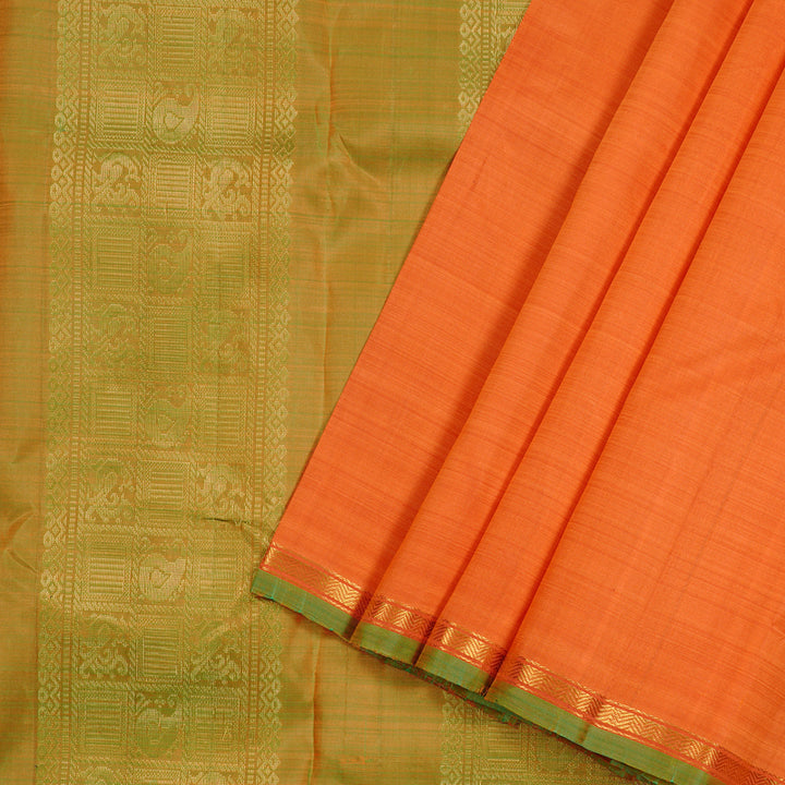 Hayagrivas Peach Orange Handloom Kanjivaram Silk Saree with Mandhalir Border KBE111D2-8