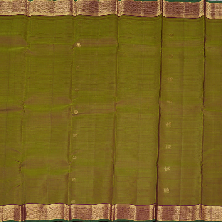 Hayagrivas Sampanga Green Handloom Kanjivaram Silk Saree with Dark Purple Border KBE111D4-3