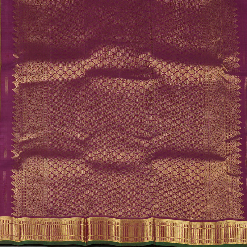 Hayagrivas Sampanga Green Handloom Kanjivaram Silk Saree with Dark Purple Border KBE111D4-3