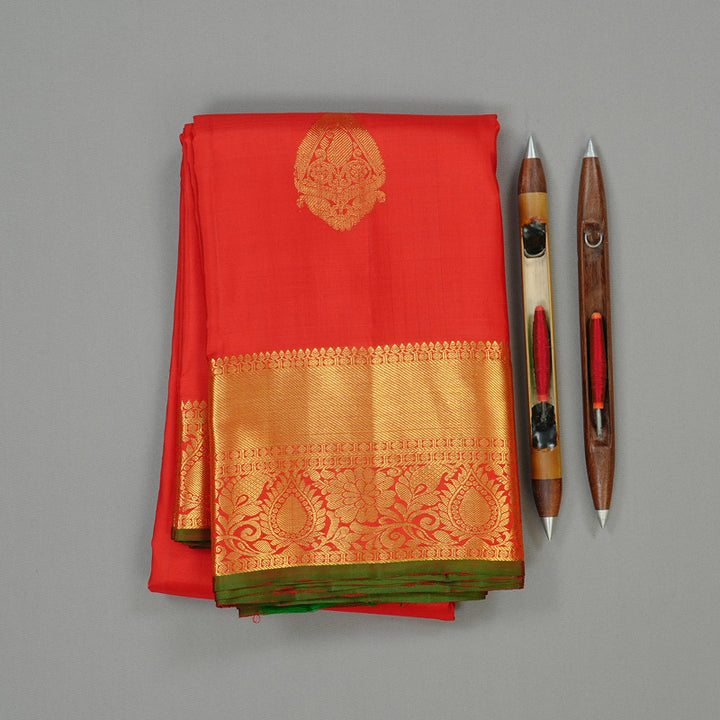 Hayagrivas Red Handloom Kanjivaram Silk Saree KBE111D5-1