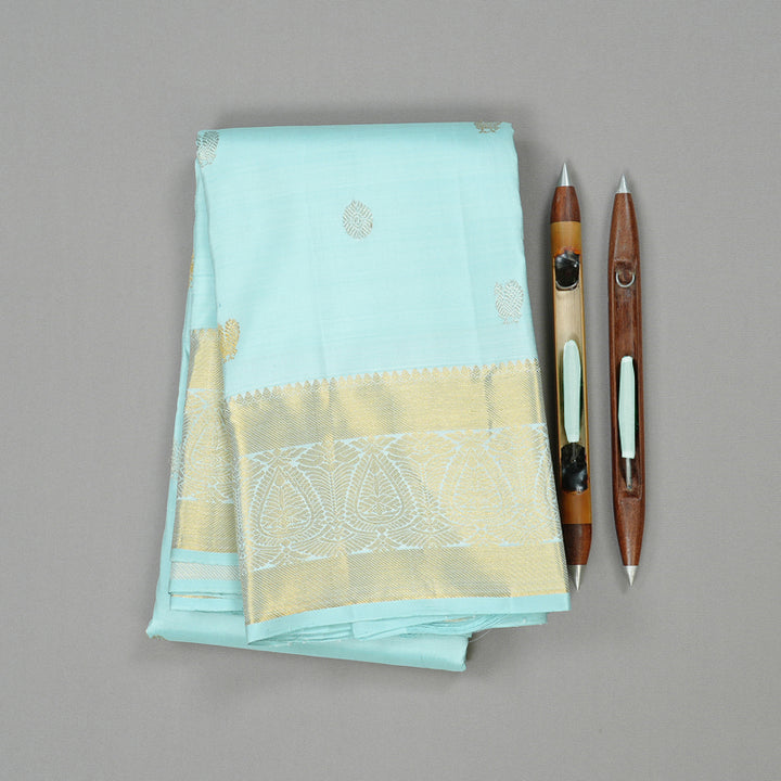 Hayagrivas Light Sky Blue Handloom Kanjivaram Silk Saree KBE111D5-10