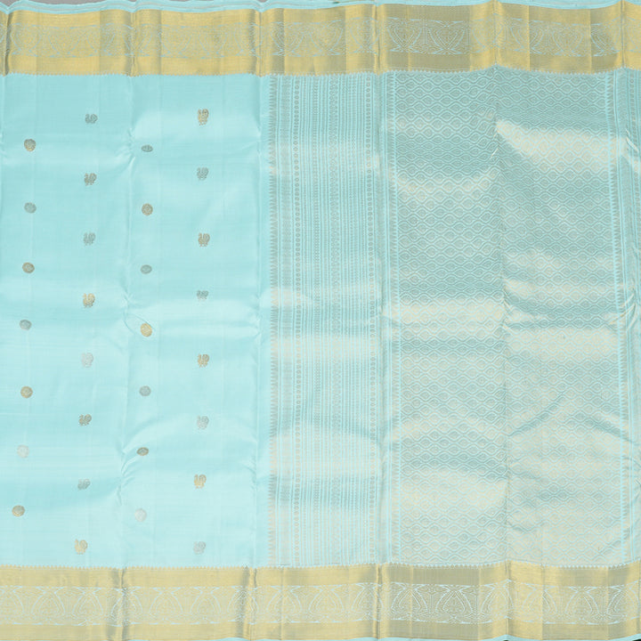 Hayagrivas Light Sky Blue Handloom Kanjivaram Silk Saree KBE111D5-10