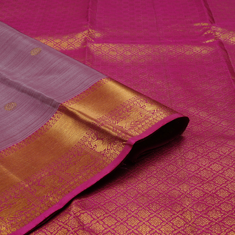 Hayagrivas Plum Purple Handloom Kanjivaram Silk Saree with Dark Pink Border KBE111D5-11