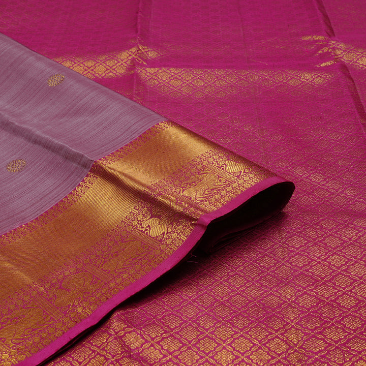 Hayagrivas Plum Purple Handloom Kanjivaram Silk Saree with Dark Pink Border KBE111D5-11