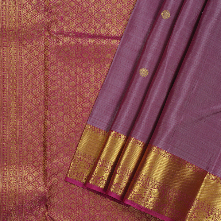 Hayagrivas Plum Purple Handloom Kanjivaram Silk Saree with Dark Pink Border KBE111D5-11