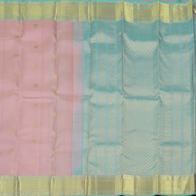 Hayagrivas Baby Pink Handloom Kanjivaram Silk Saree with Silver Grey Border KBE111D5-3