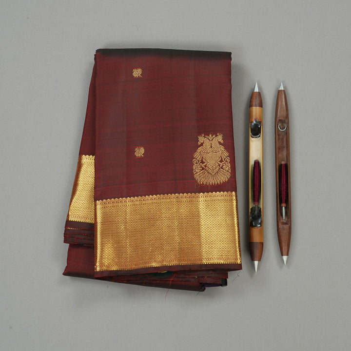 Hayagrivas Wine Maroon Handloom Kanjivaram Silk Saree KBE111D5-4