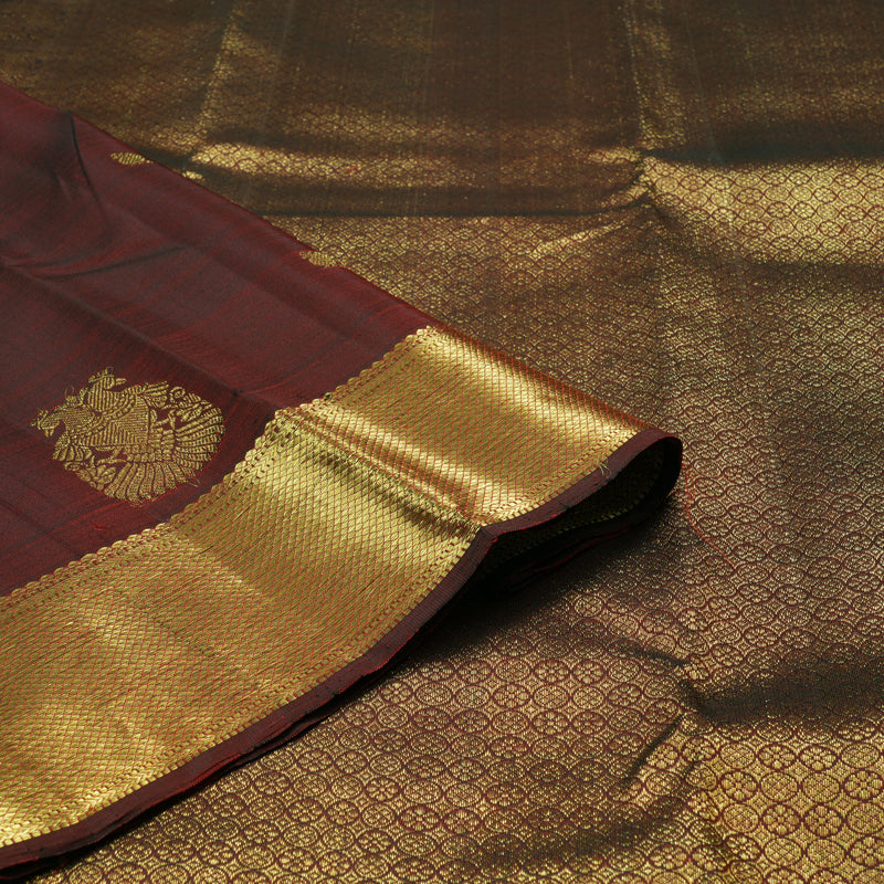 Hayagrivas Wine Maroon Handloom Kanjivaram Silk Saree KBE111D5-4