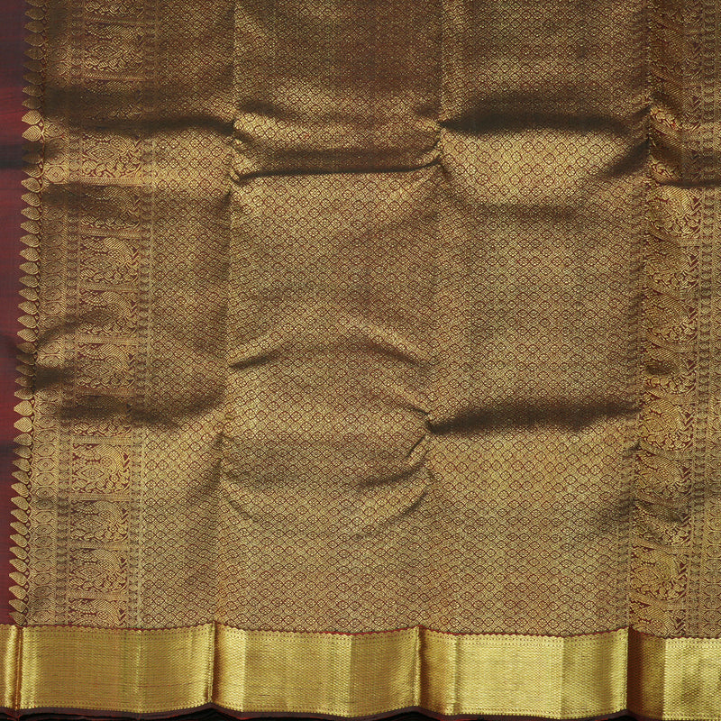 Hayagrivas Wine Maroon Handloom Kanjivaram Silk Saree KBE111D5-4