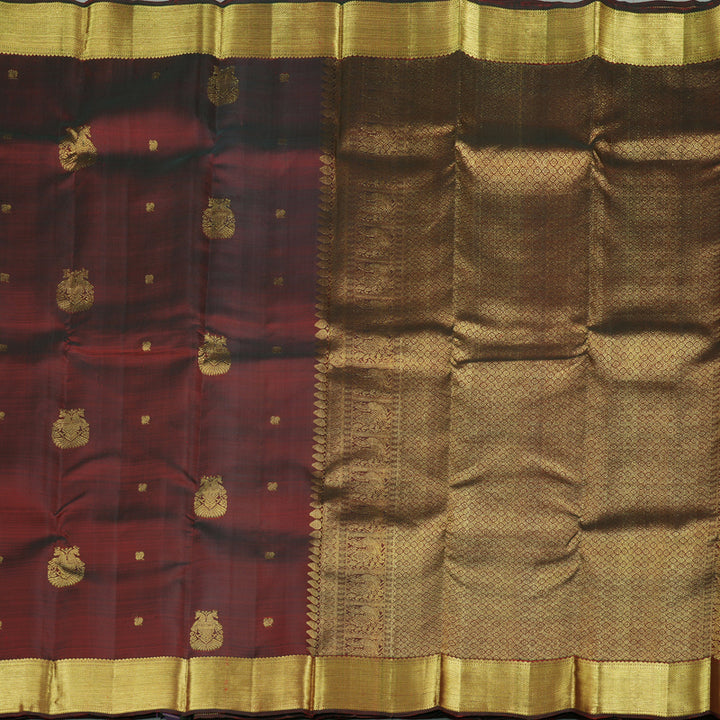 Hayagrivas Wine Maroon Handloom Kanjivaram Silk Saree KBE111D5-4