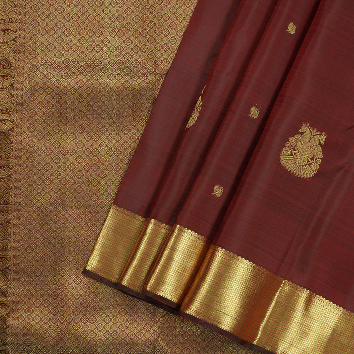Hayagrivas Wine Maroon Handloom Kanjivaram Silk Saree KBE111D5-4