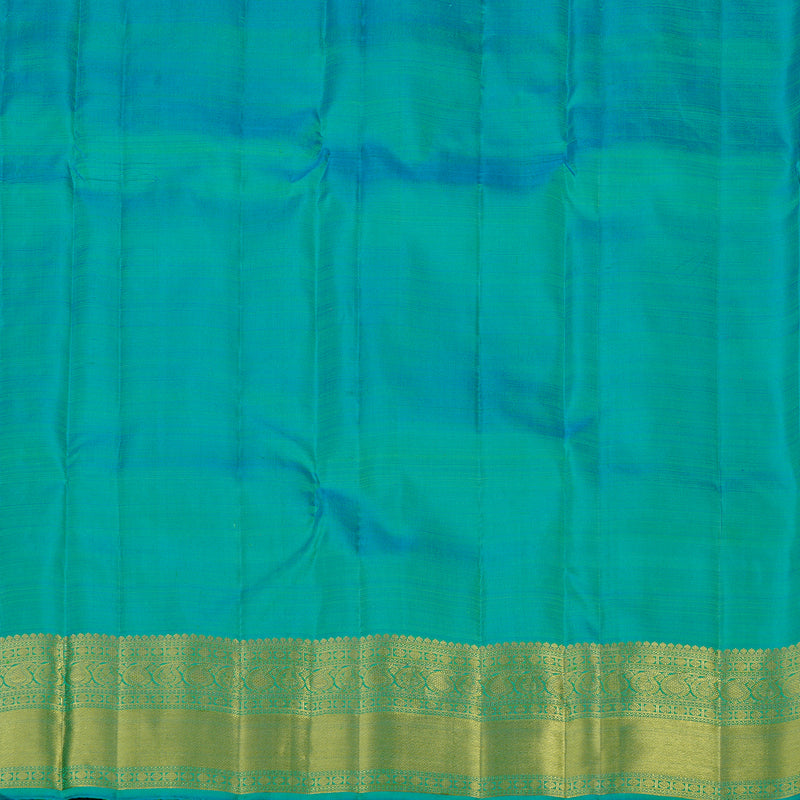 Hayagrivas Fluorescent Green Handloom Kanjivaram Silk Saree with Sea Blue Border KBE111D5-6