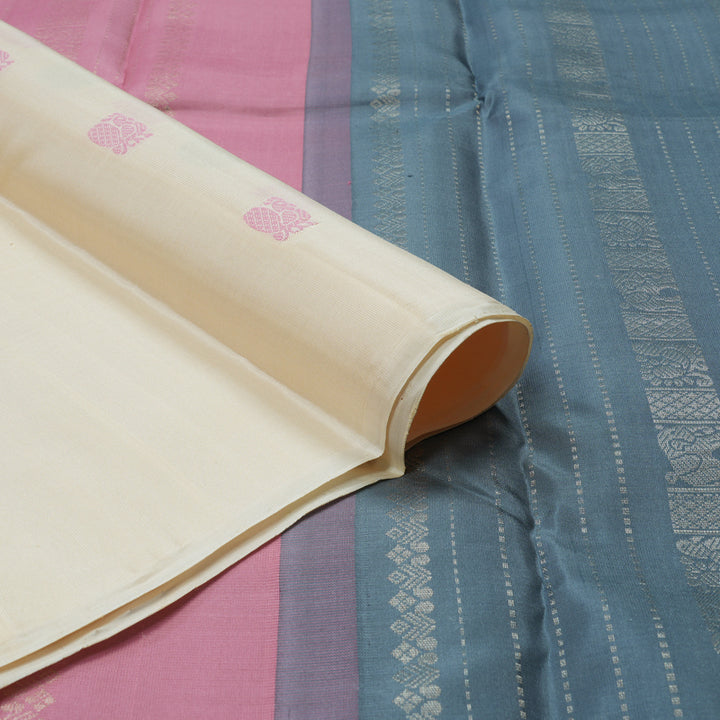 Hayagrivas Handloom Half White Kanjivaram Silk Saree KBE1120I6-1