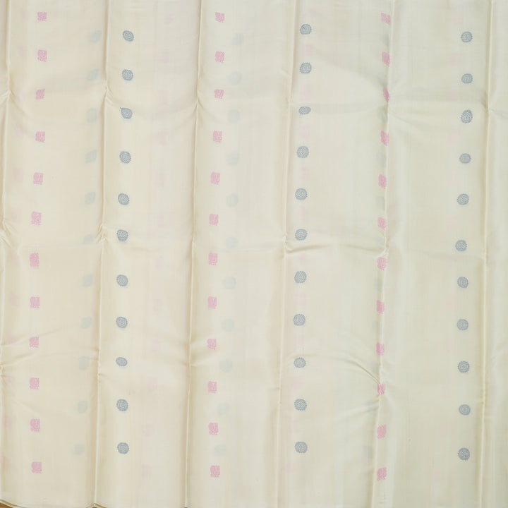 Hayagrivas Handloom Half White Kanjivaram Silk Saree KBE1120I6-1