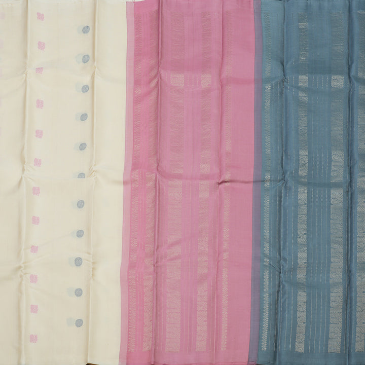 Hayagrivas Handloom Half White Kanjivaram Silk Saree KBE1120I6-1