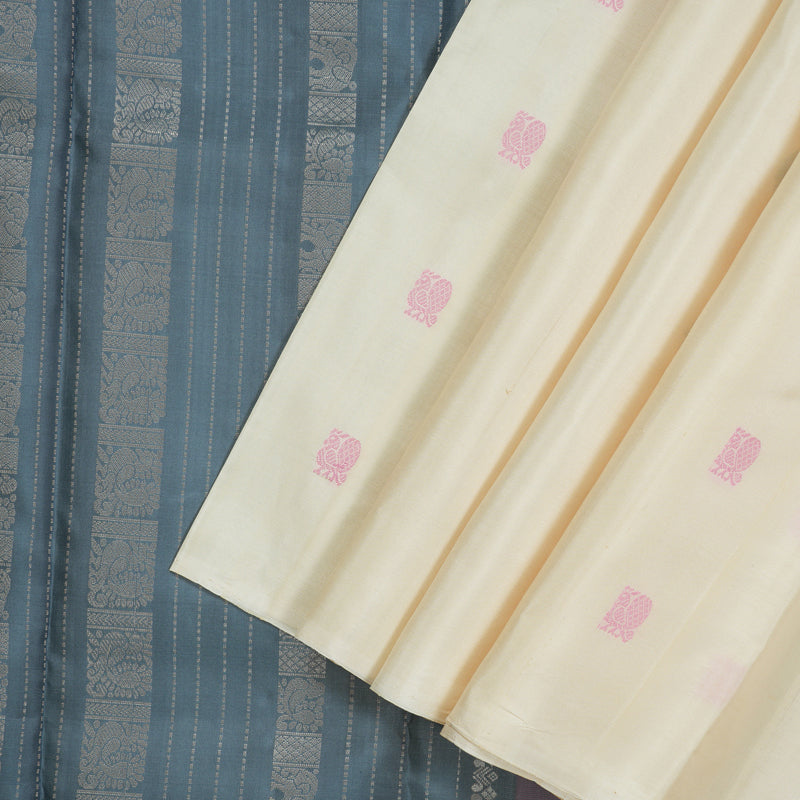 Hayagrivas Handloom Half White Kanjivaram Silk Saree KBE1120I6-1