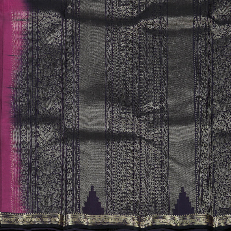 Hayagrivas Handloom Wine Magenta Kanjivaram Silk Saree Karum Neelam border KBE1121I5-1