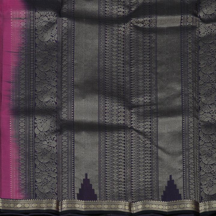 Hayagrivas Handloom Wine Magenta Kanjivaram Silk Saree Karum Neelam border KBE1121I5-1