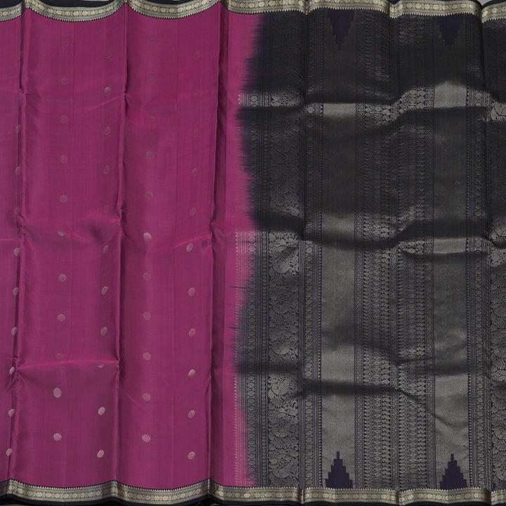 Hayagrivas Handloom Wine Magenta Kanjivaram Silk Saree Karum Neelam border KBE1121I5-1