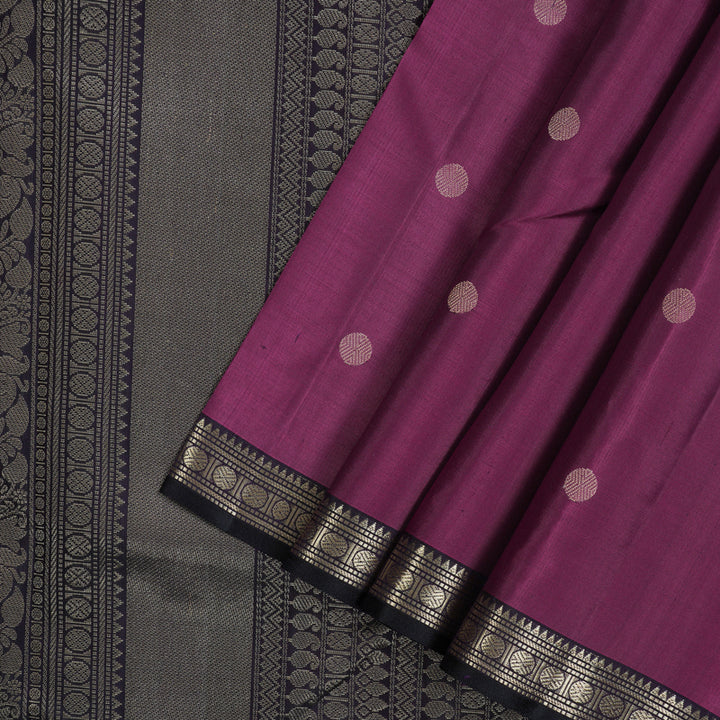 Hayagrivas Handloom Wine Magenta Kanjivaram Silk Saree Karum Neelam border KBE1121I5-1
