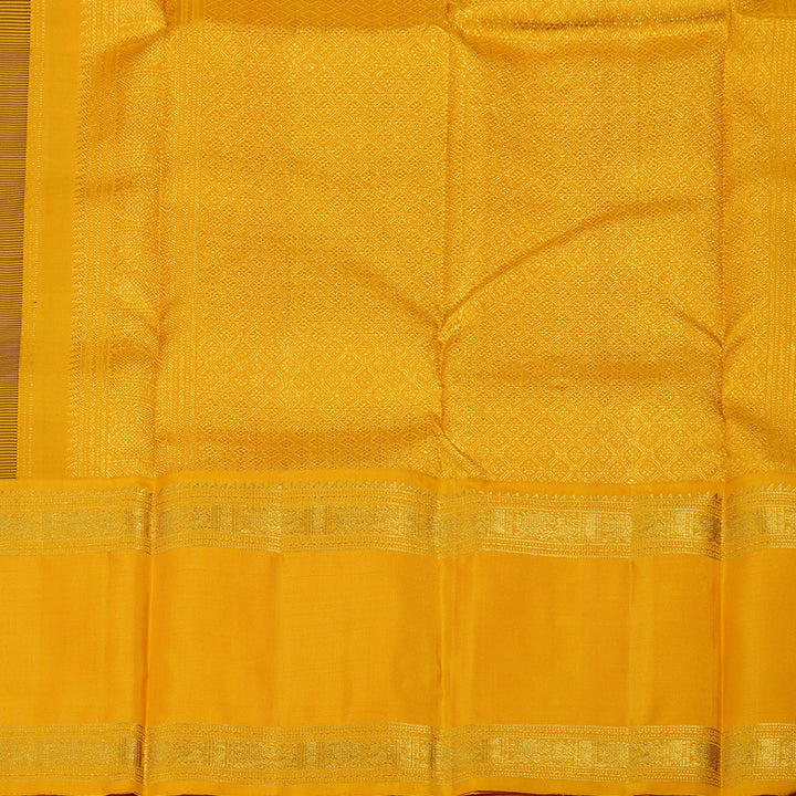 Hayagrivas Handloom Navy Blue Kanjivaram Silk Saree with Mango Yellow Border KBE1122I1-1