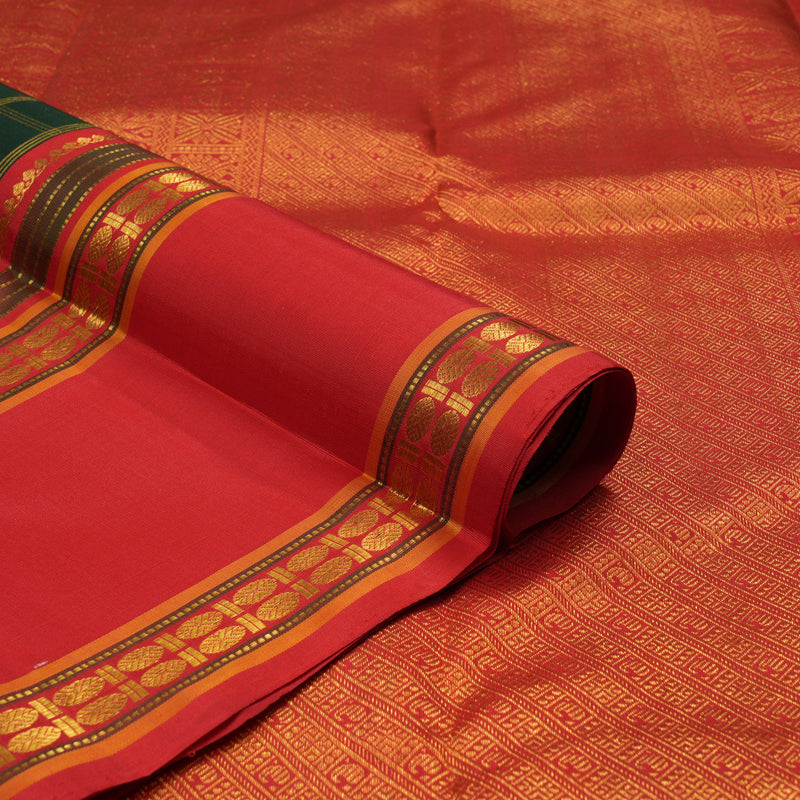 Hayagrivas Handloom Bottle Green Kanjivaram Silk Saree with Red Border KBE1122I2-2