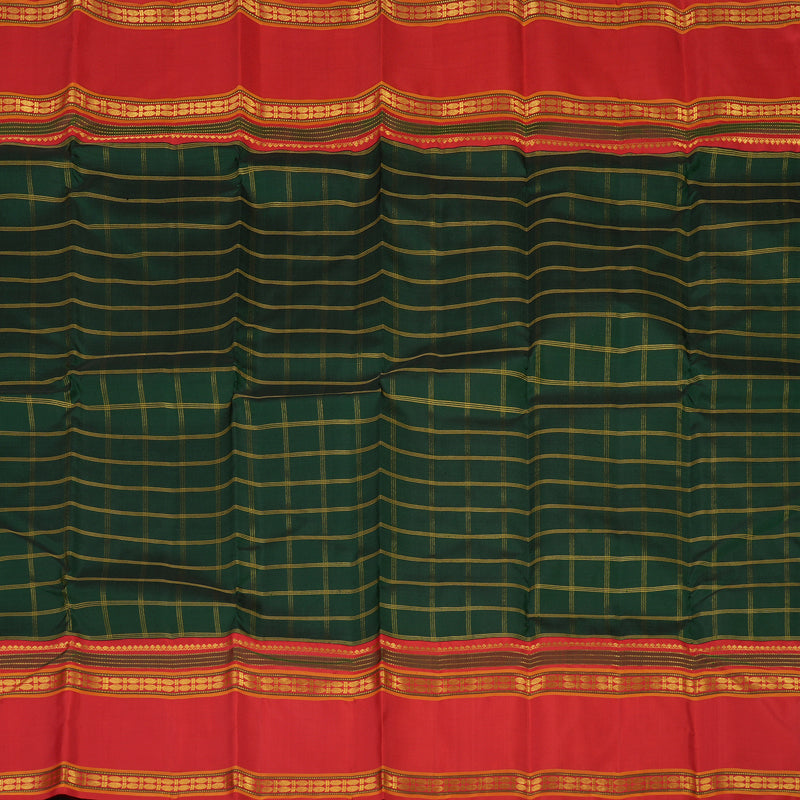 Hayagrivas Handloom Bottle Green Kanjivaram Silk Saree with Red Border KBE1122I2-2