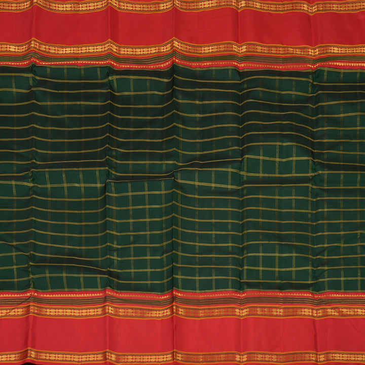 Hayagrivas Handloom Bottle Green Kanjivaram Silk Saree with Red Border KBE1122I2-2