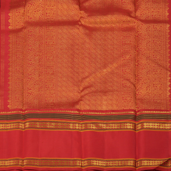 Hayagrivas Handloom Bottle Green Kanjivaram Silk Saree with Red Border KBE1122I2-2